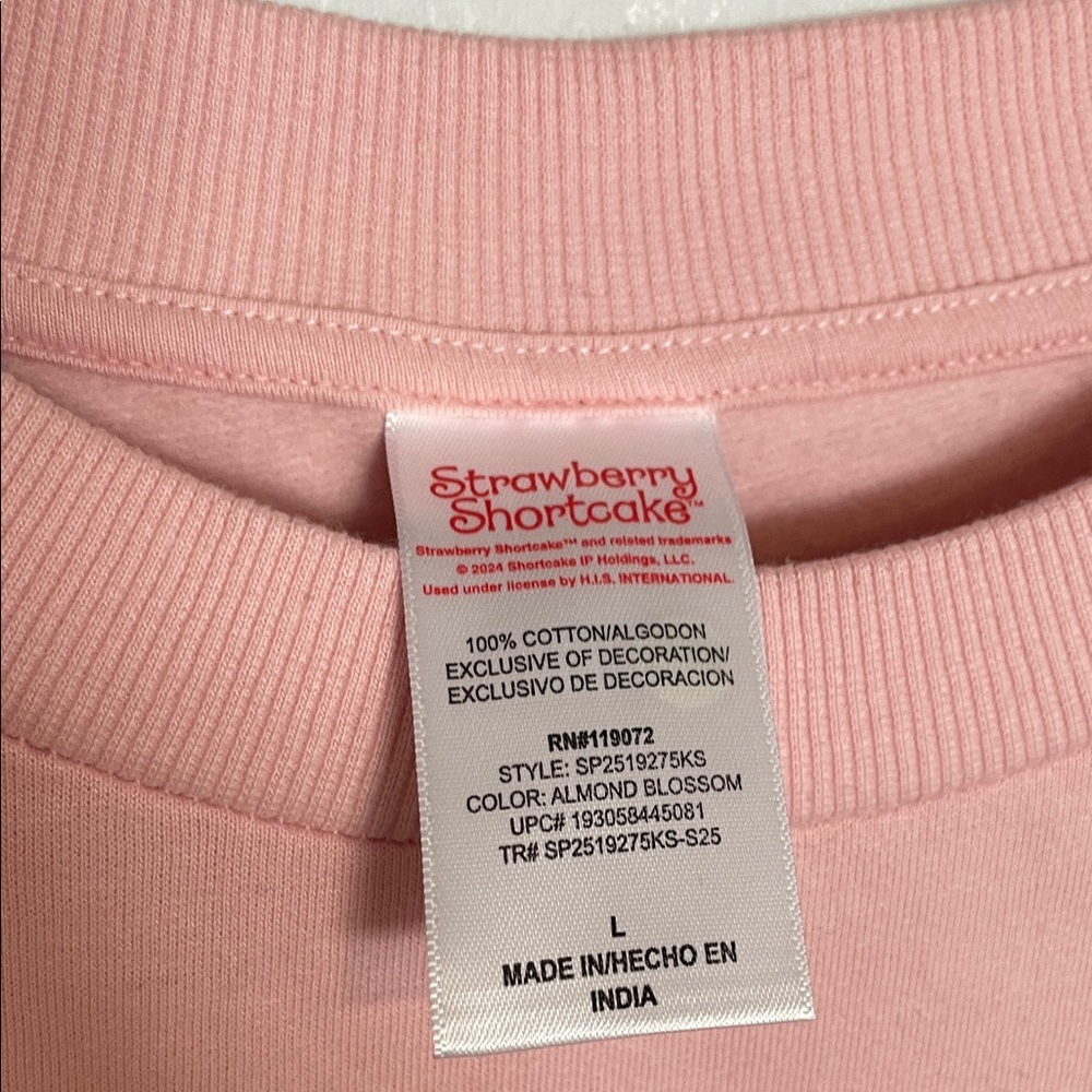 Strawberry shortcake Pink Graphic Sweatshirt NWT Size Large - Picture 2 of 10